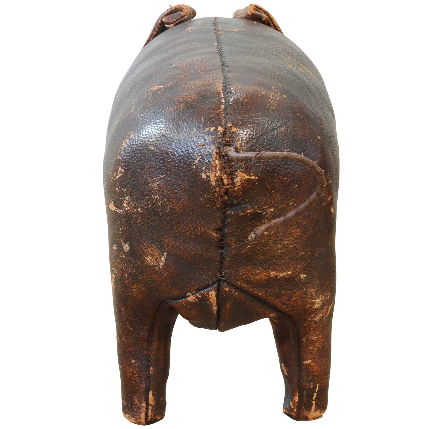 Hand-Stitched A&F Leather Pig, 1960s In Good Condition For Sale In New York, NY