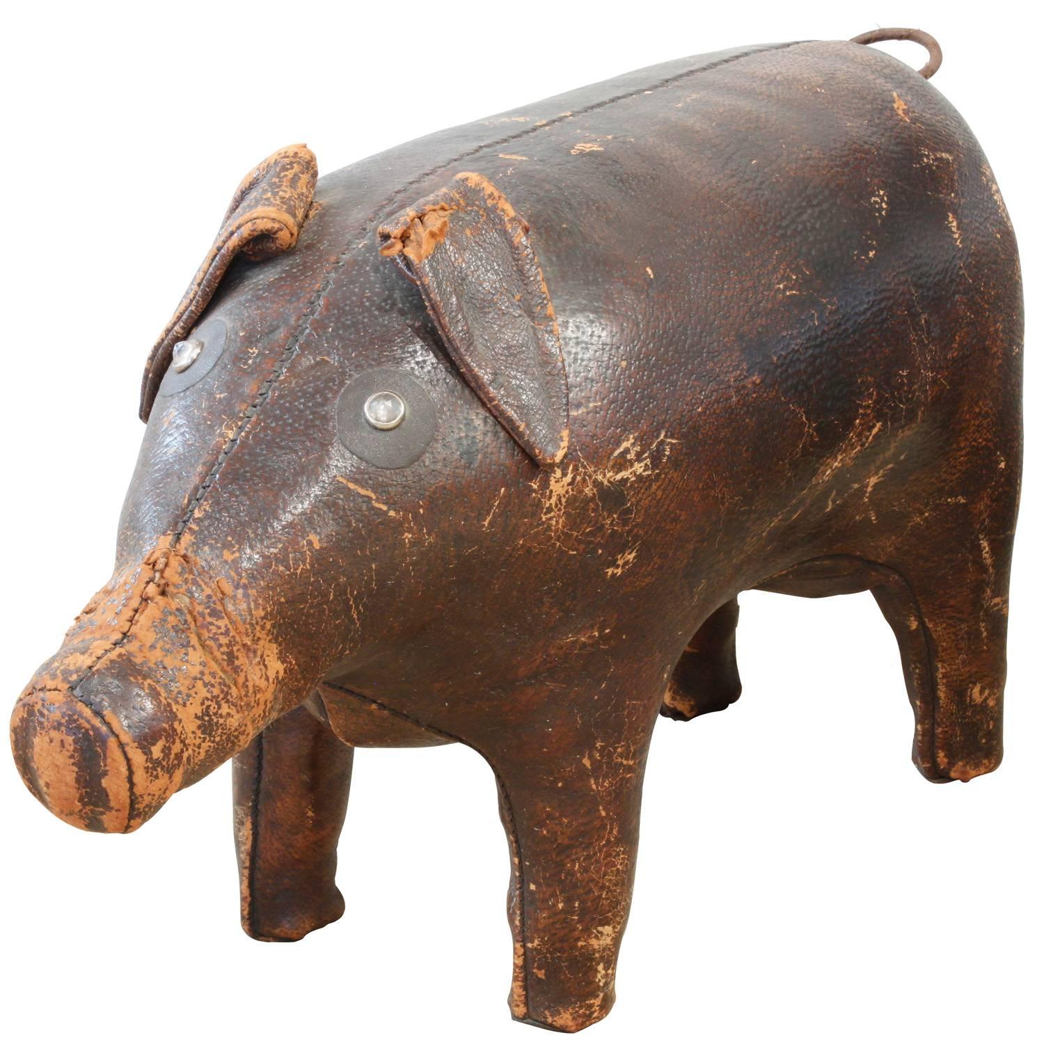 Modern Hand-Stitched A&F Leather Pig, 1960s For Sale