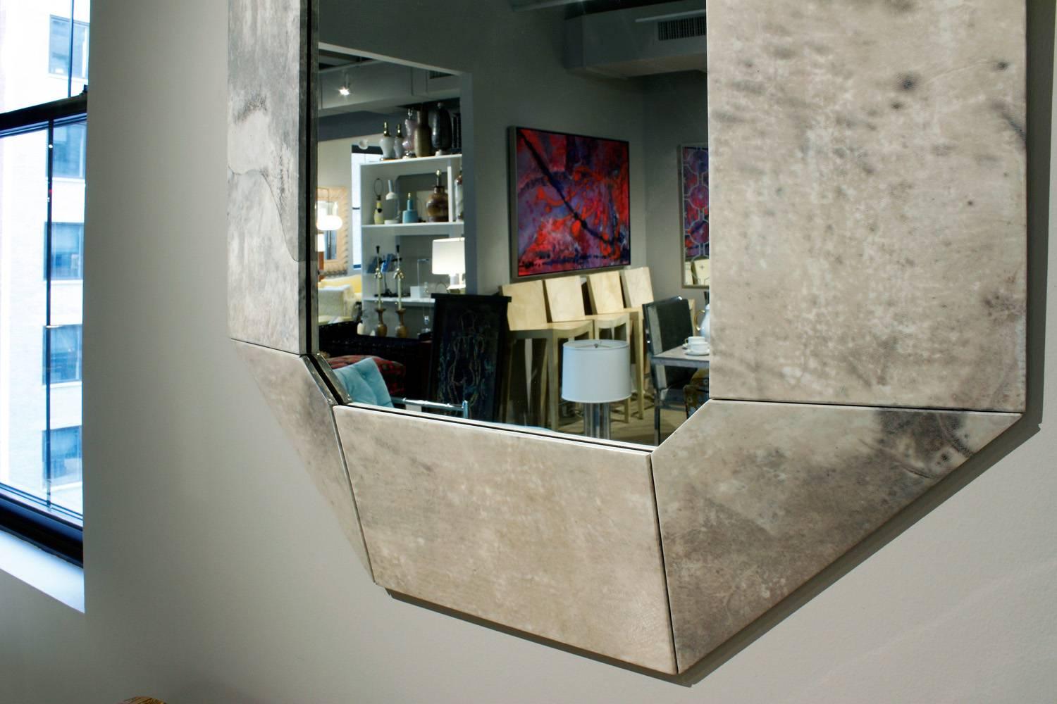 Modern Karl Springer Lacquered Goatskin Mirror, 1988