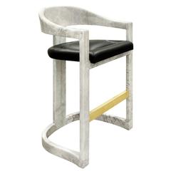 Pair of Karl Springer Goatskin Onassis Bar Stools, 1980s