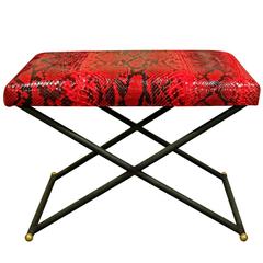 Karl Springer Bench with Red Python Seat, 1970s 7
