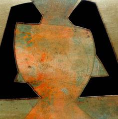 SICA Abstract Metallic Art under Lucite, 1980s