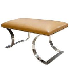 Karl Springer "JMF Bench" with Ostrich Seat, 1980s