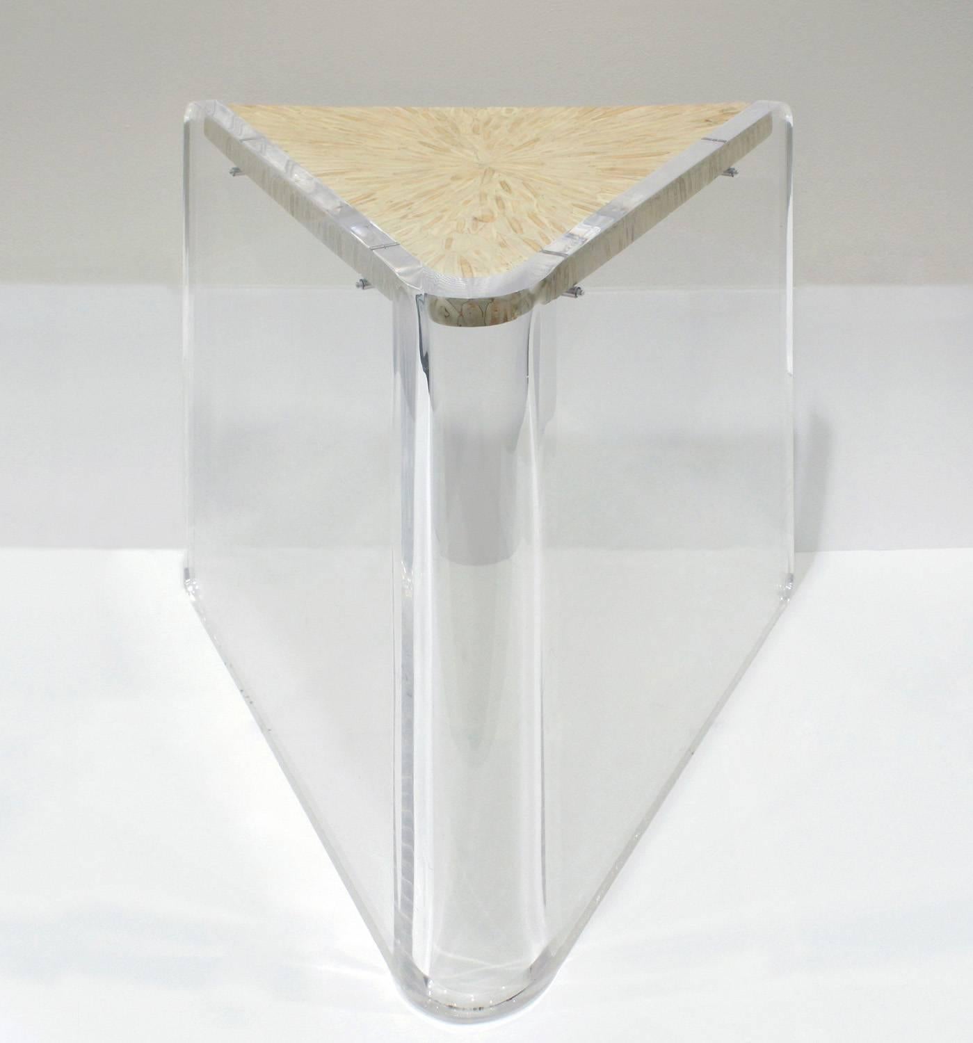 Hand-Crafted Enrique Garcel Pair of Lucite and Bone Nesting Tables, 1970s