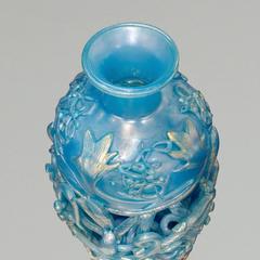 Ermanno Nason Hand-Blown Vase in Opalescent Blue Glass & Gold Overlay, 1967