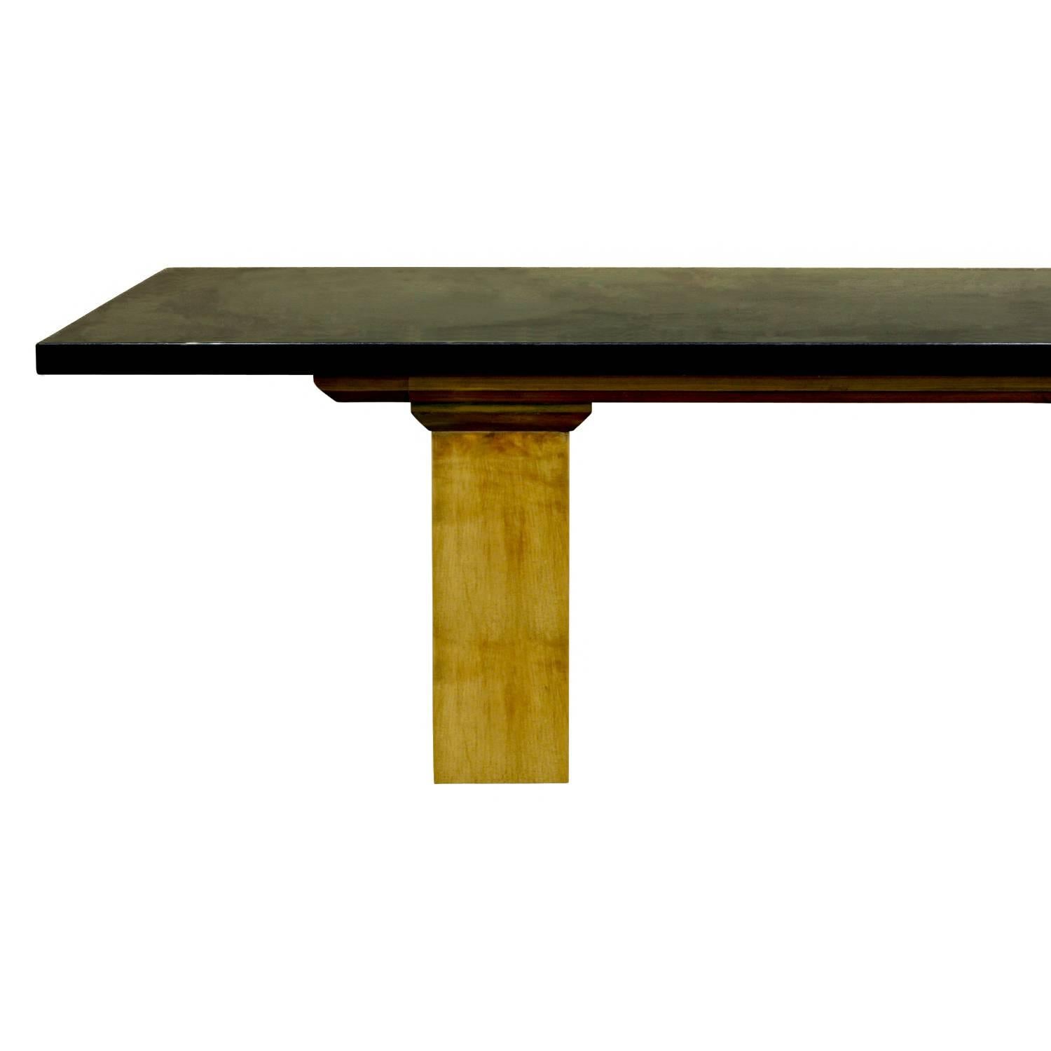 American Chic Coffee Table in Black Marble with Brass Legs, 1950s