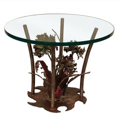 Silas Seandel Studio Made Bronze Table with Flowers, 1975