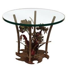Silas Seandel Studio Made Bronze Table with Flowers, 1975 4