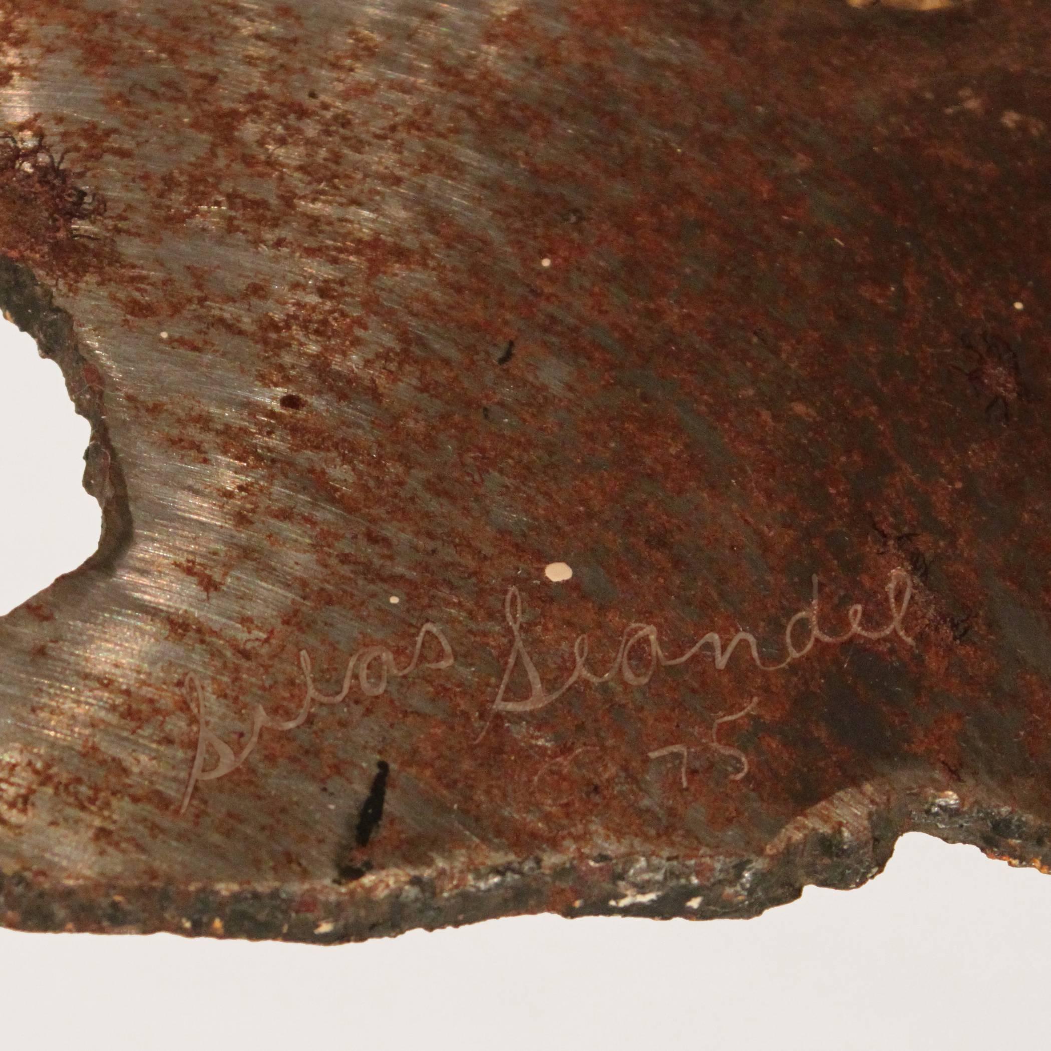 Hand-Crafted Silas Seandel Studio Made Bronze Table with Flowers, 1975