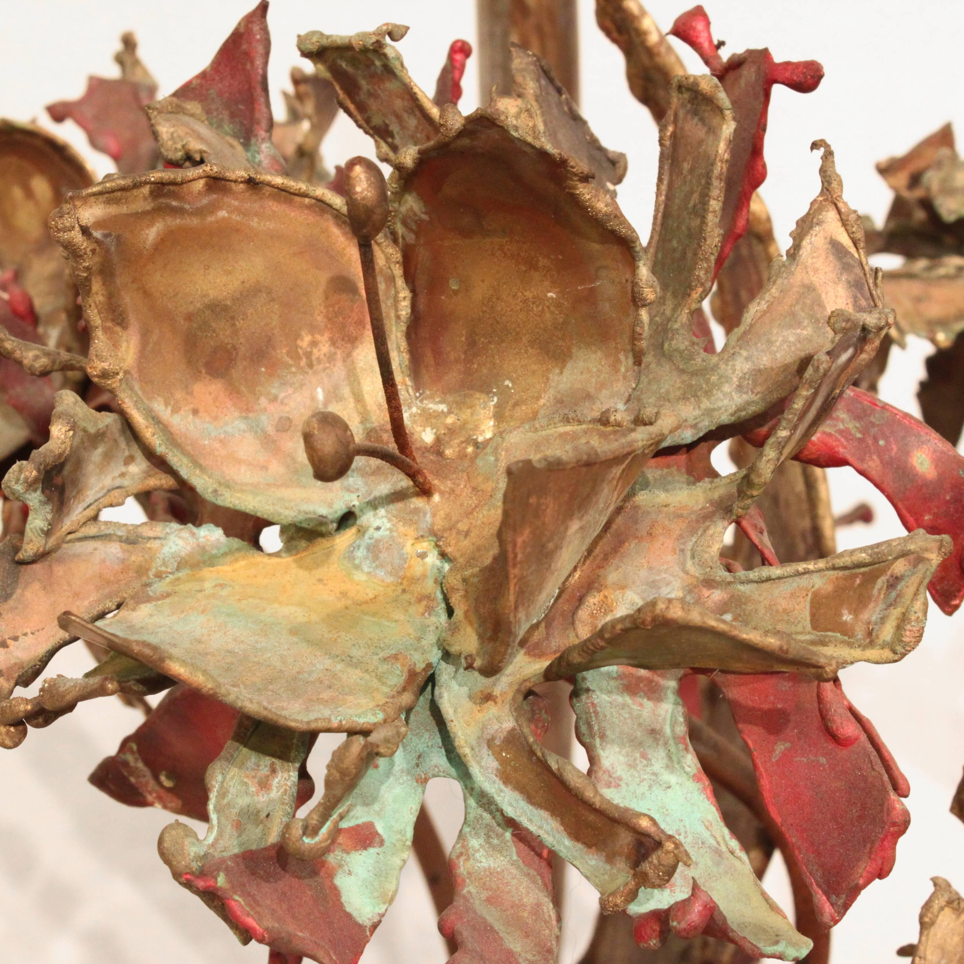 American Silas Seandel Studio Made Bronze Table with Flowers, 1975