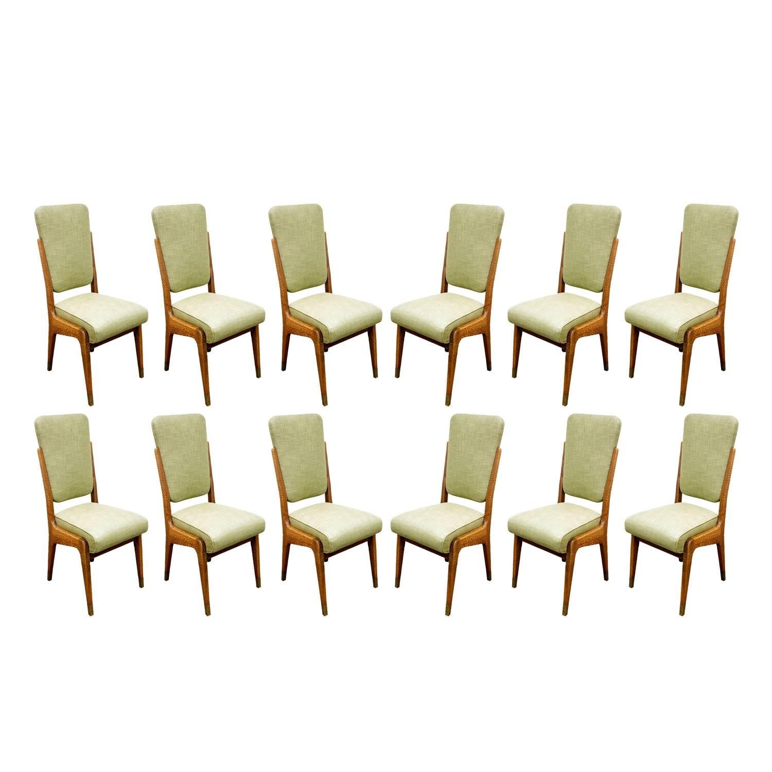 Paolo Buffa Set of 12 Handcrafted Dining Chairs, circa 1940