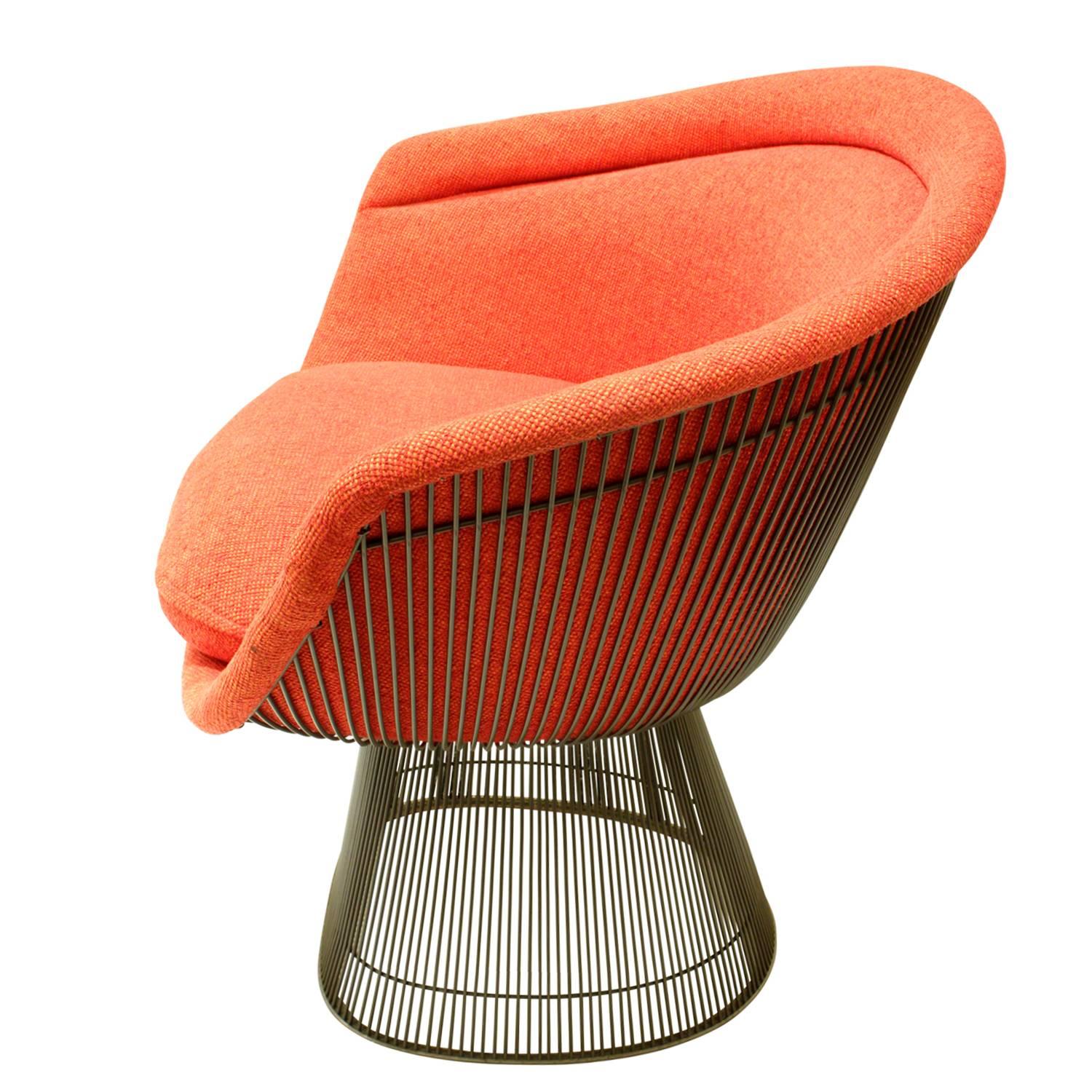 American Warren Platner Bronzed Steel Lounge Chair, 1960s