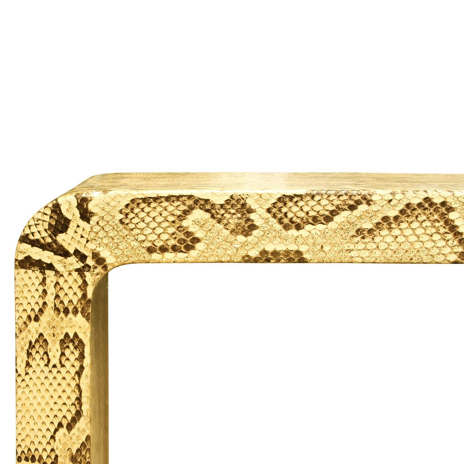 Modern Karl Springer Natural Python Waterfall Console Table, 1970s