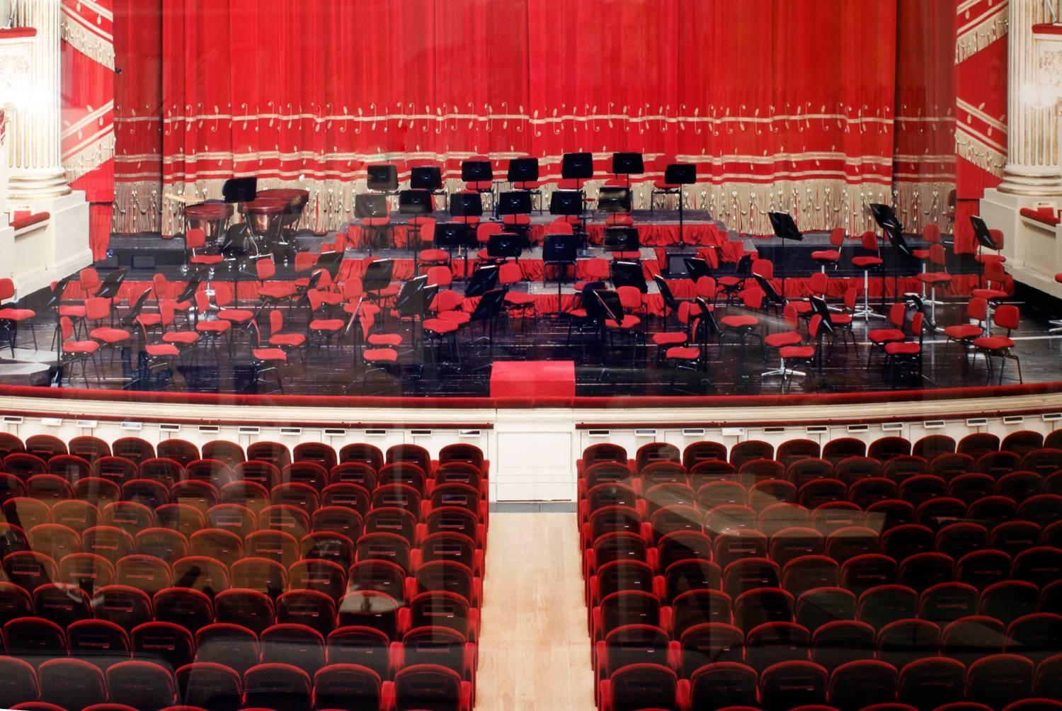 Monumental C-print photograph "Teatro alla Scala Milano V" by Candida Hofer, Germany 2005 (signed and numbered on back, “Teatro all Scala Milano V 2005 5/6 Candida Hofer”).

In large-format color photography, Candida Höfer captures the