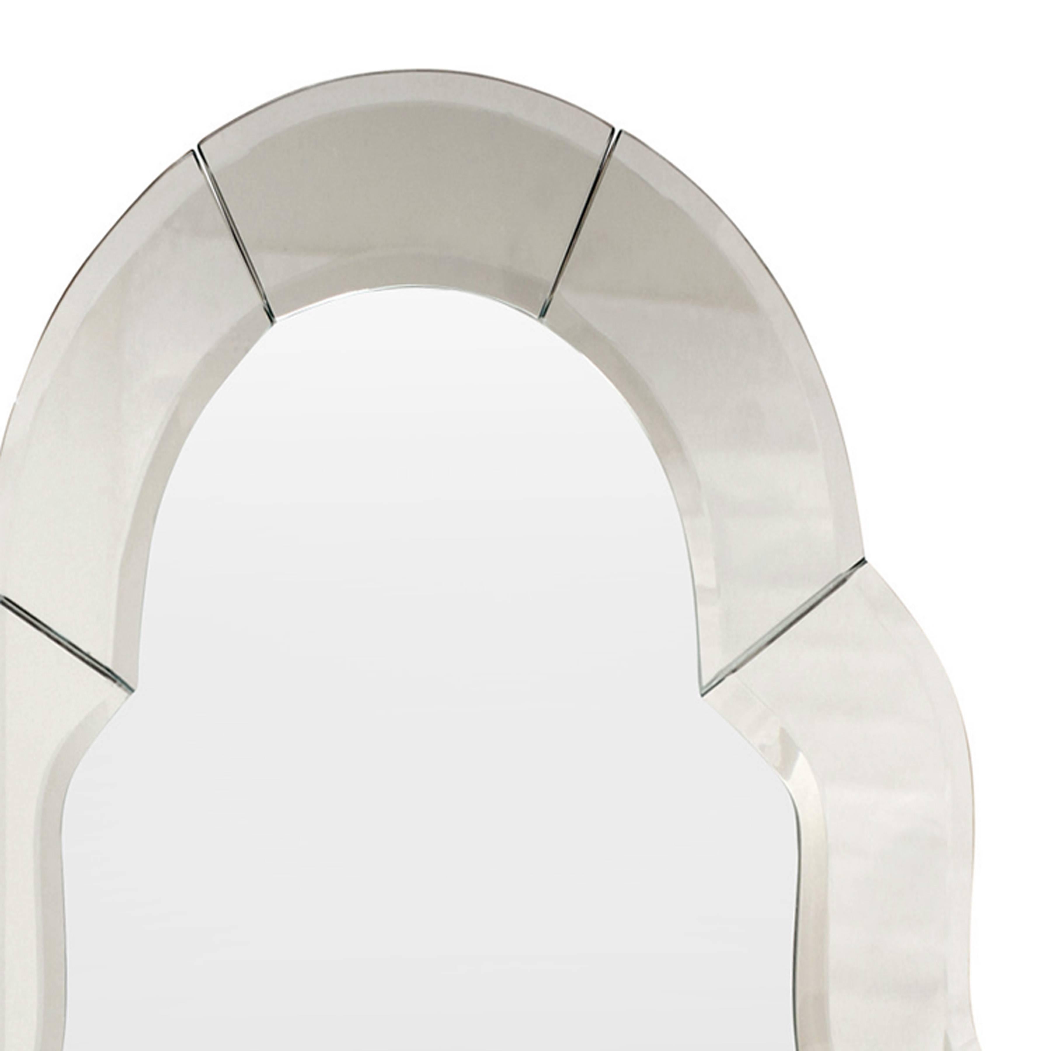 Modern Elegant Arc Top Beveled Wall Hanging Mirror, 1960s