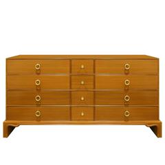 Tommi Parzinger Chest of Drawers with Brass Pulls, 1940s