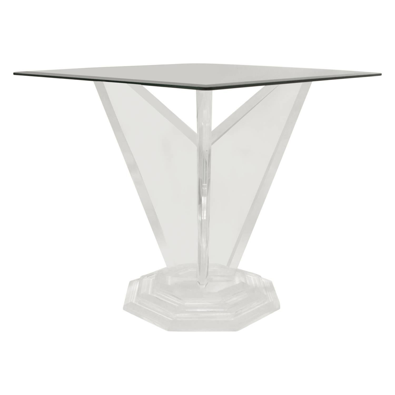 Hand-Crafted Sculptural Lucite Side Table with Stepped Base, 1970s