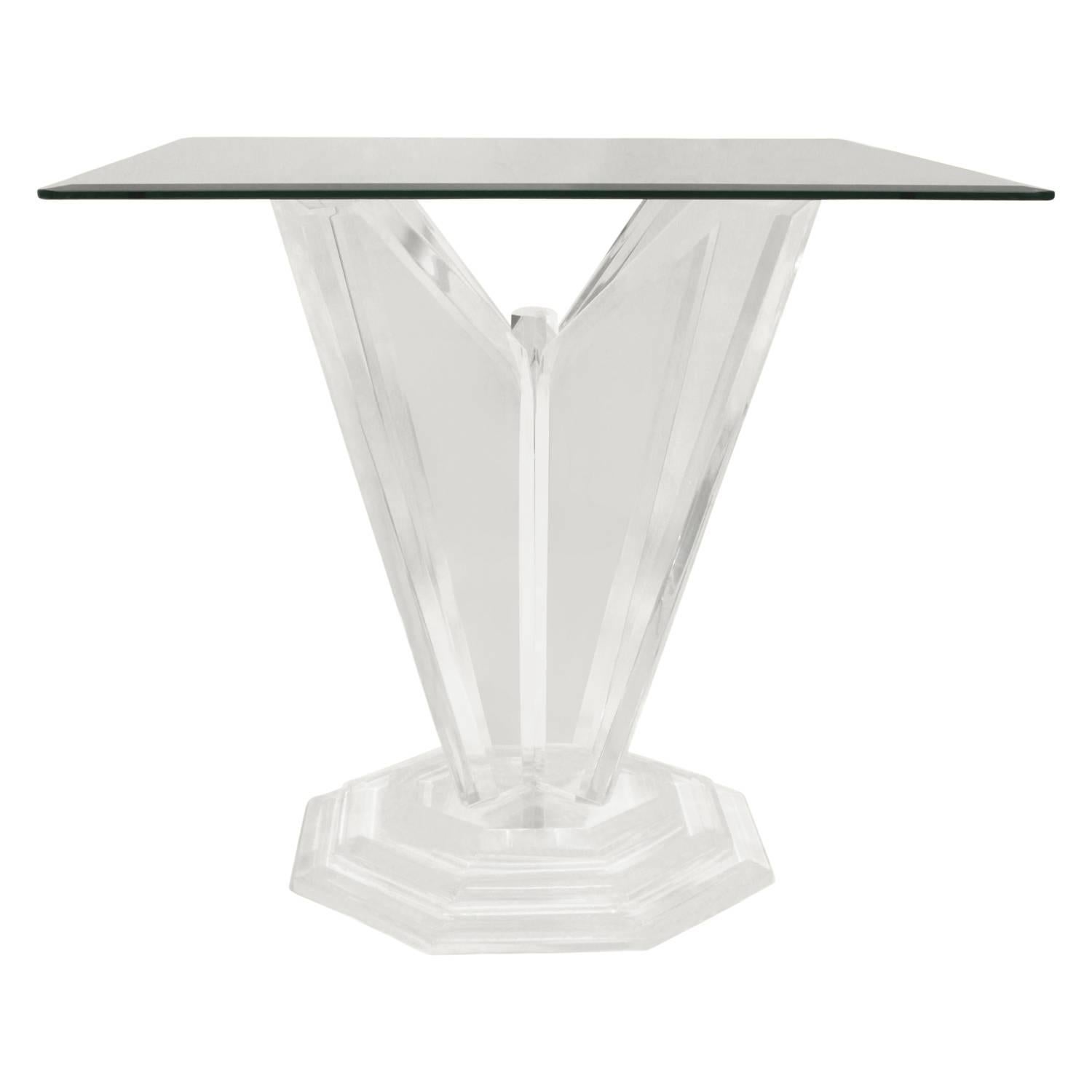 Modern Sculptural Lucite Side Table with Stepped Base, 1970s