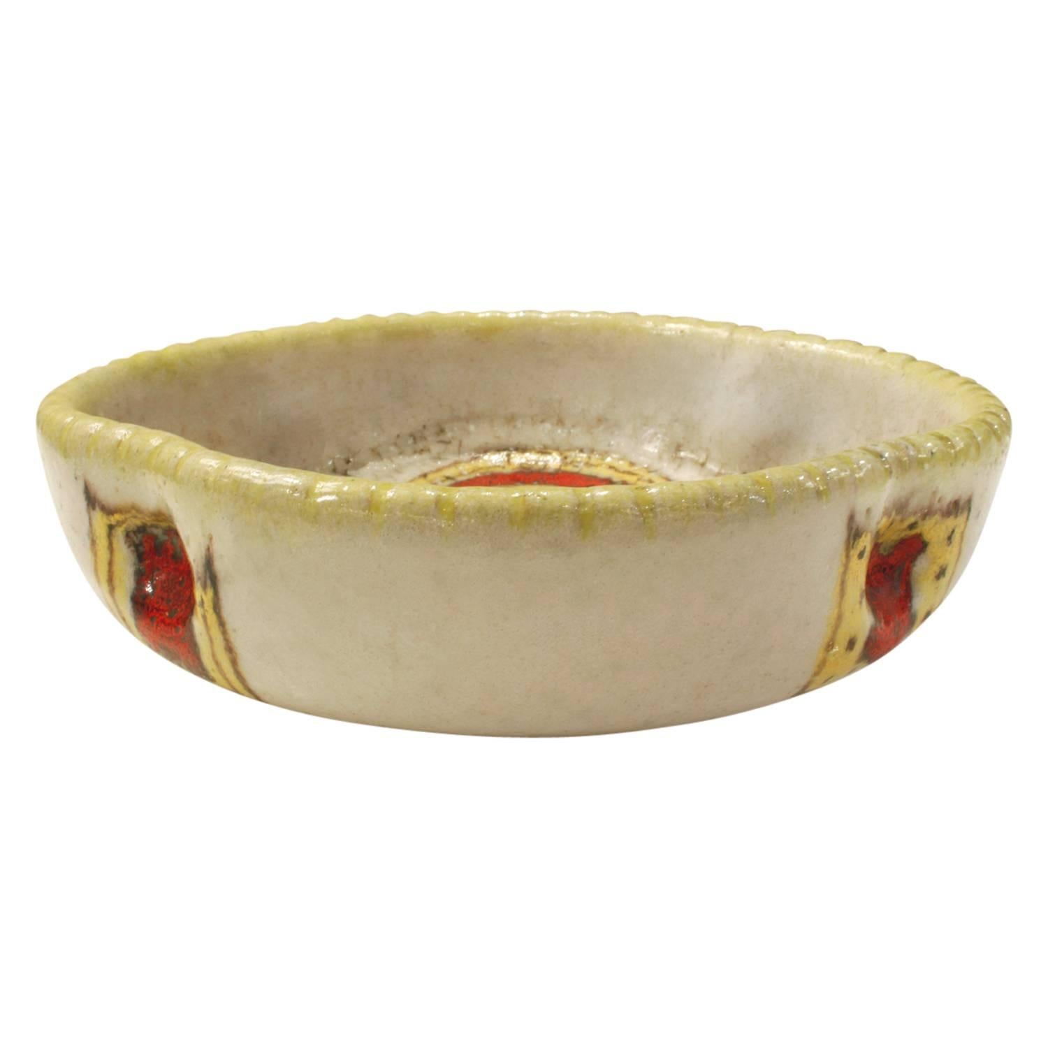 Hand-Crafted Guido Gambone Artfully Crafted Ceramic Bowl 1950s For Sale