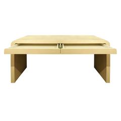 Scrivania a cascata in zigrino avorio di Karl Springer, anni '70