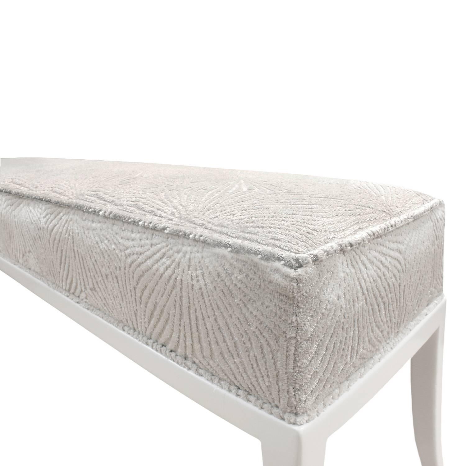 American Tommi Parzinger Graceful Bench with White Lacquer Base, 1950s