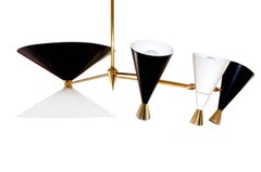 Arredolce Chandelier in Polished Brass with Conical Shades, 1953