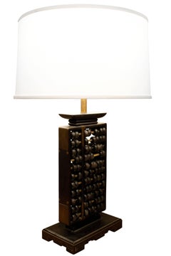Abacus Table Lamp with Brass Accents, 1940s