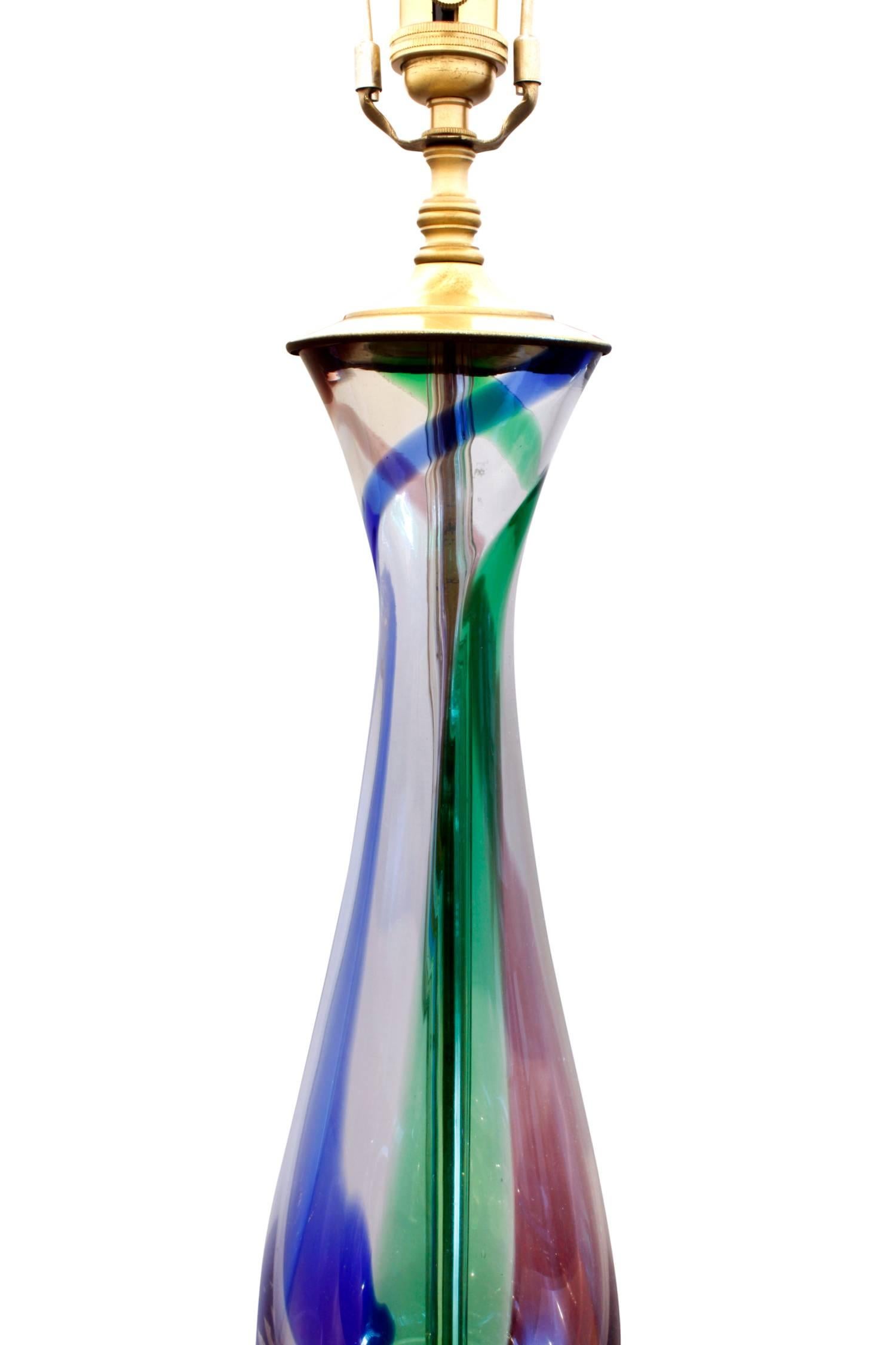 Modern Barovier & Toso Attributed Pair of Handblown Table Lamps, 1950s