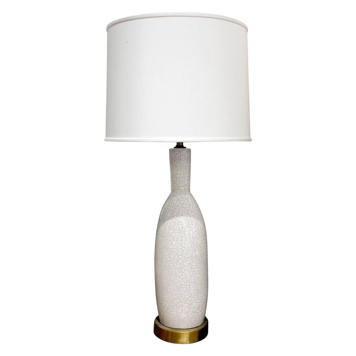 Large White Porcelain Table Lamp with Craquele Glaze, 1960s For Sale