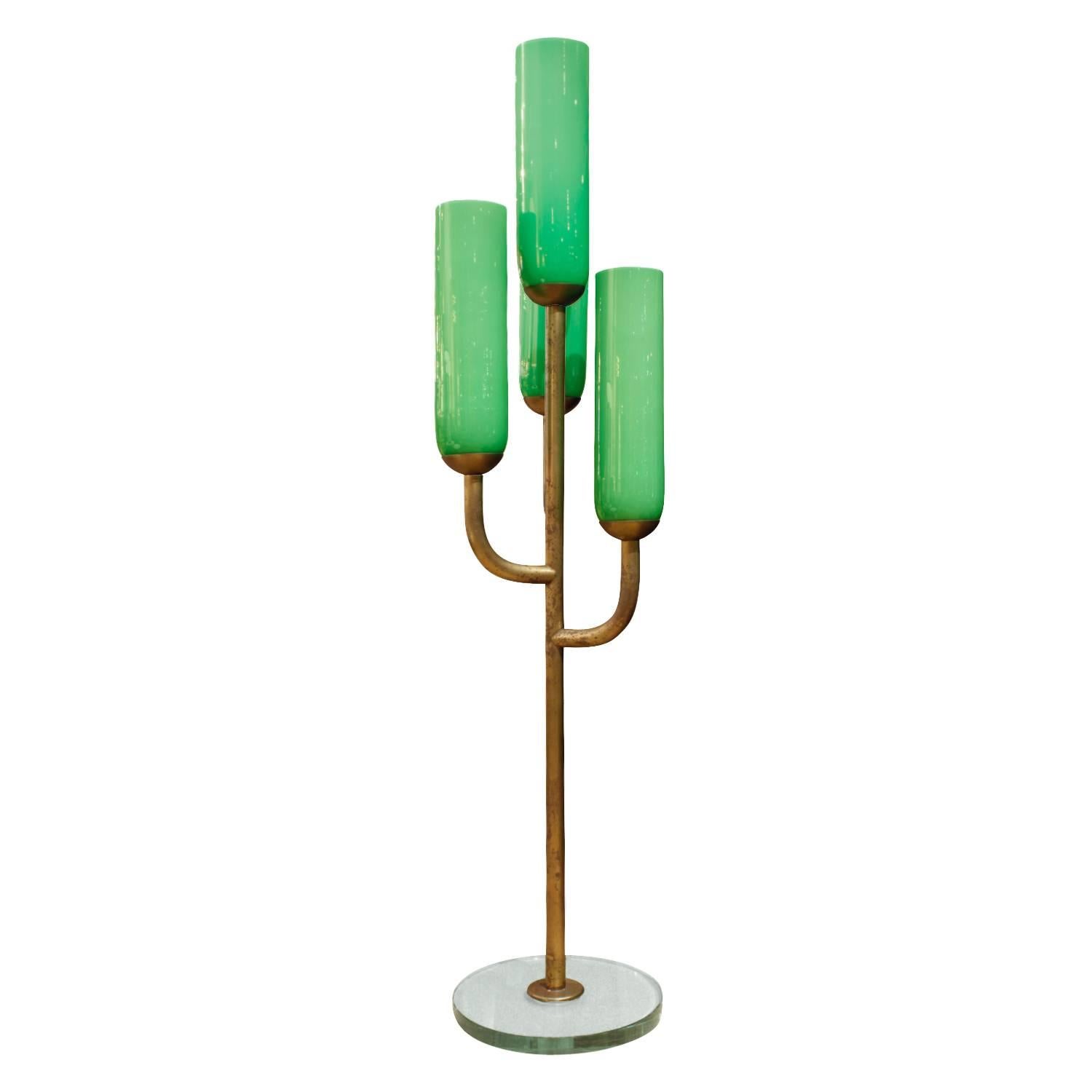 Exceptional Murano "Cactus Lamp" with Crystal Base, 1940s