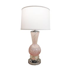 Barovier & Toso Pair of Hand-Blown Pink Glass Table Lamps, 1950s