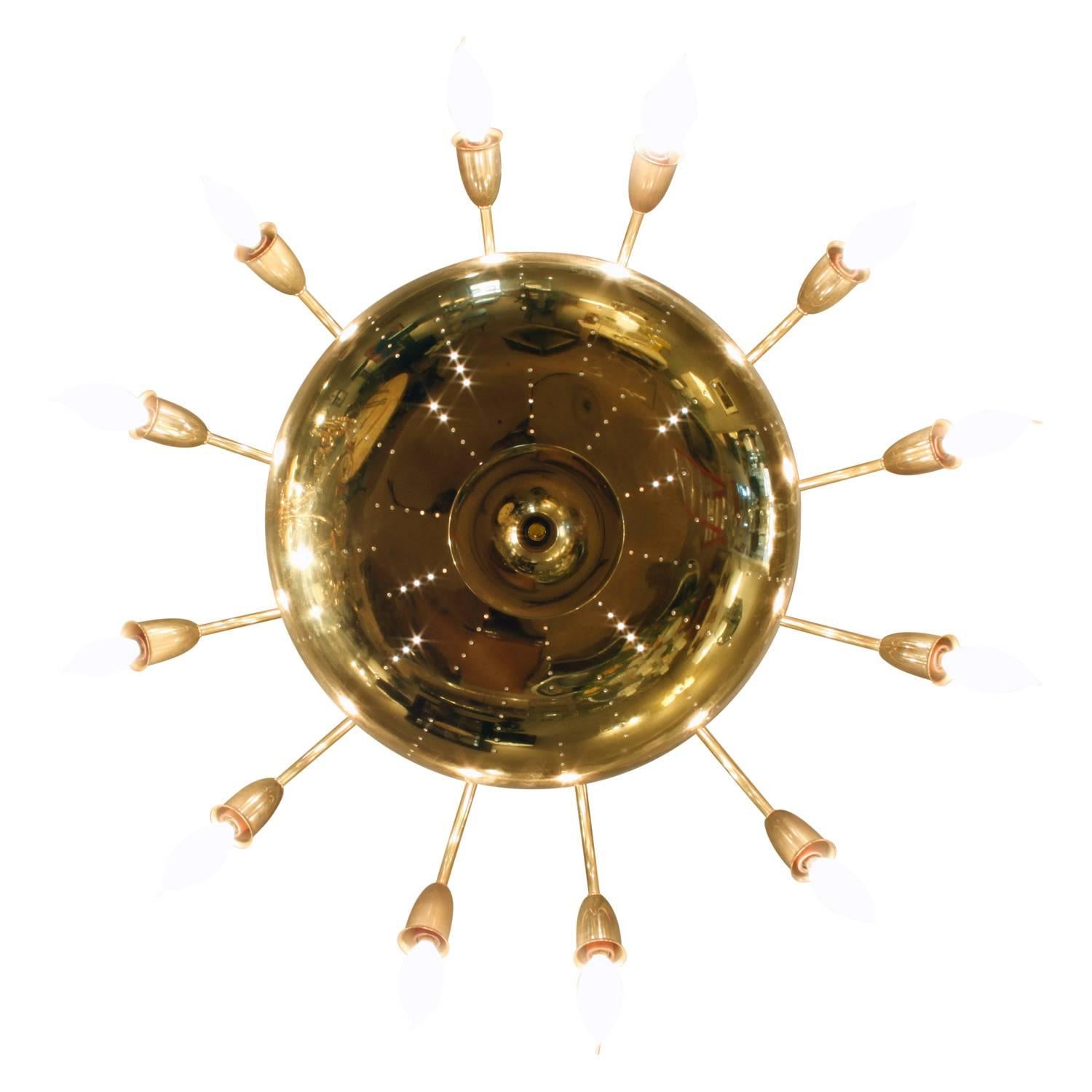 1950s brass chandelier