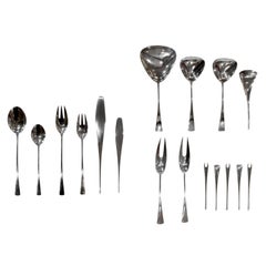 Vintage Jens Quistgaard 99-Piece "Tjorn" Solid Sterling Silver Flatware Service, 1960s