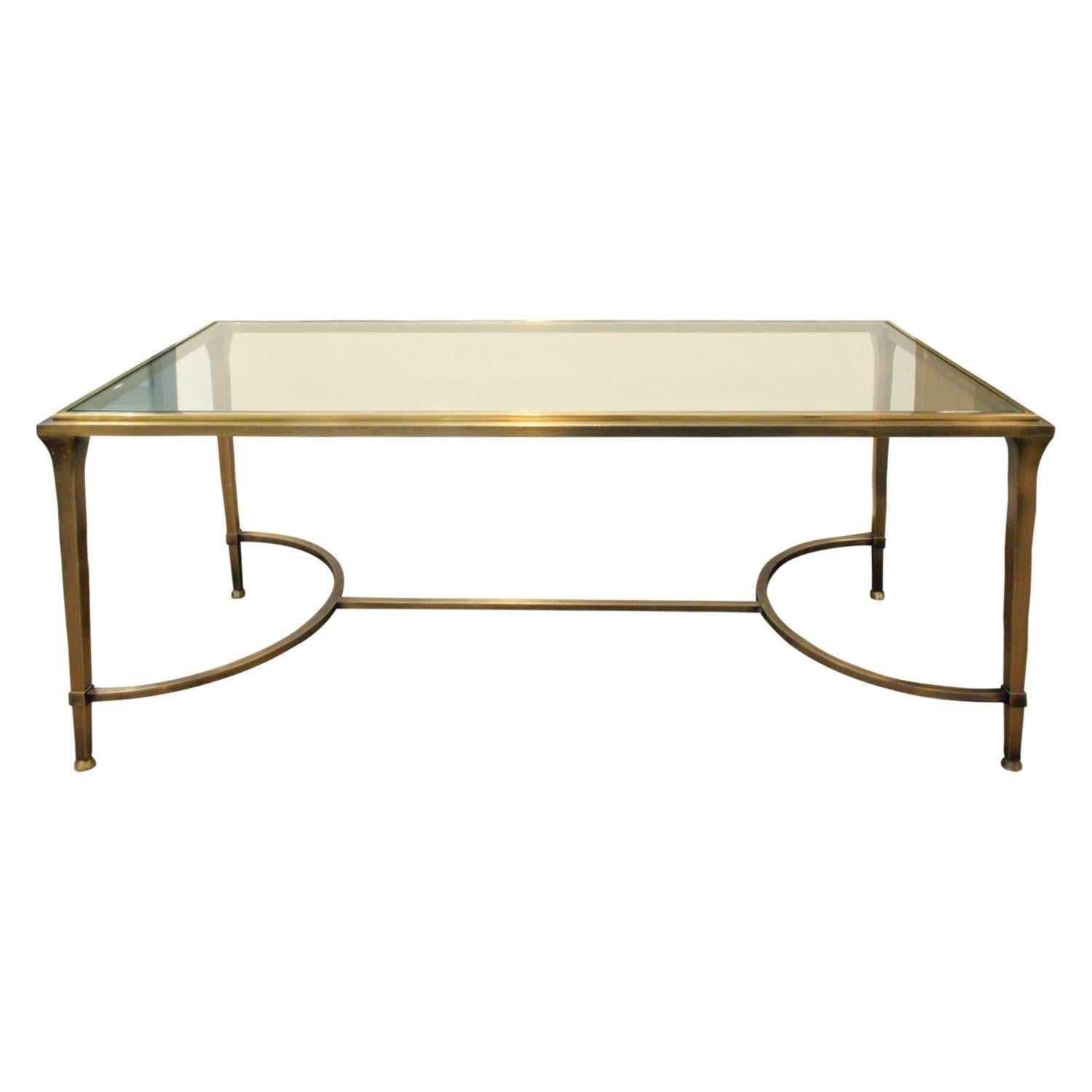 Elegant Bronze Coffee Table with Glass Top, 1960s