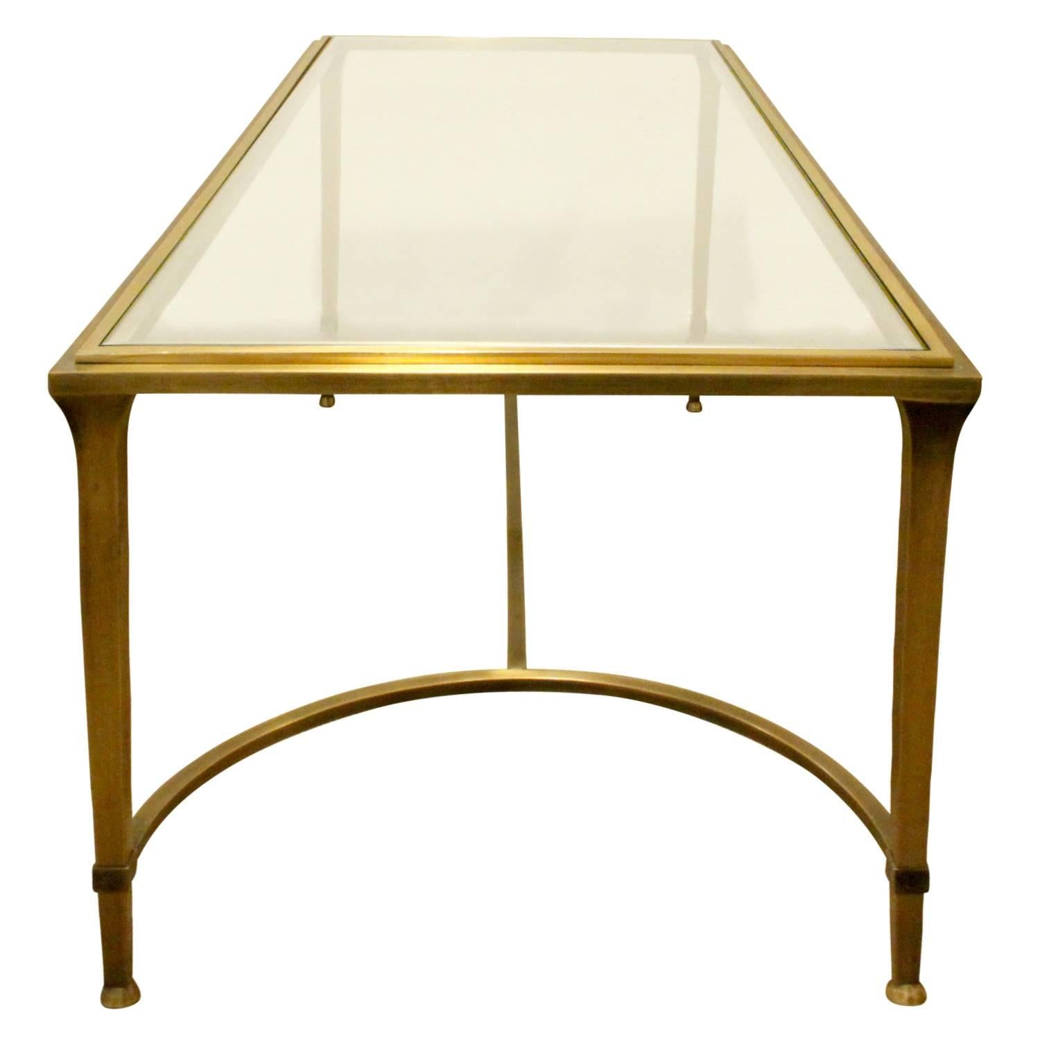 Modern Elegant Bronze Coffee Table with Glass Top, 1960s