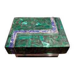 Karl Springer Stunning Box with Malachite and Lapis Lazuli, 1970s
