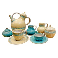 Vintage Guido Gambone 33 Piece Ceramic Coffee and Espresso Set, 1950s