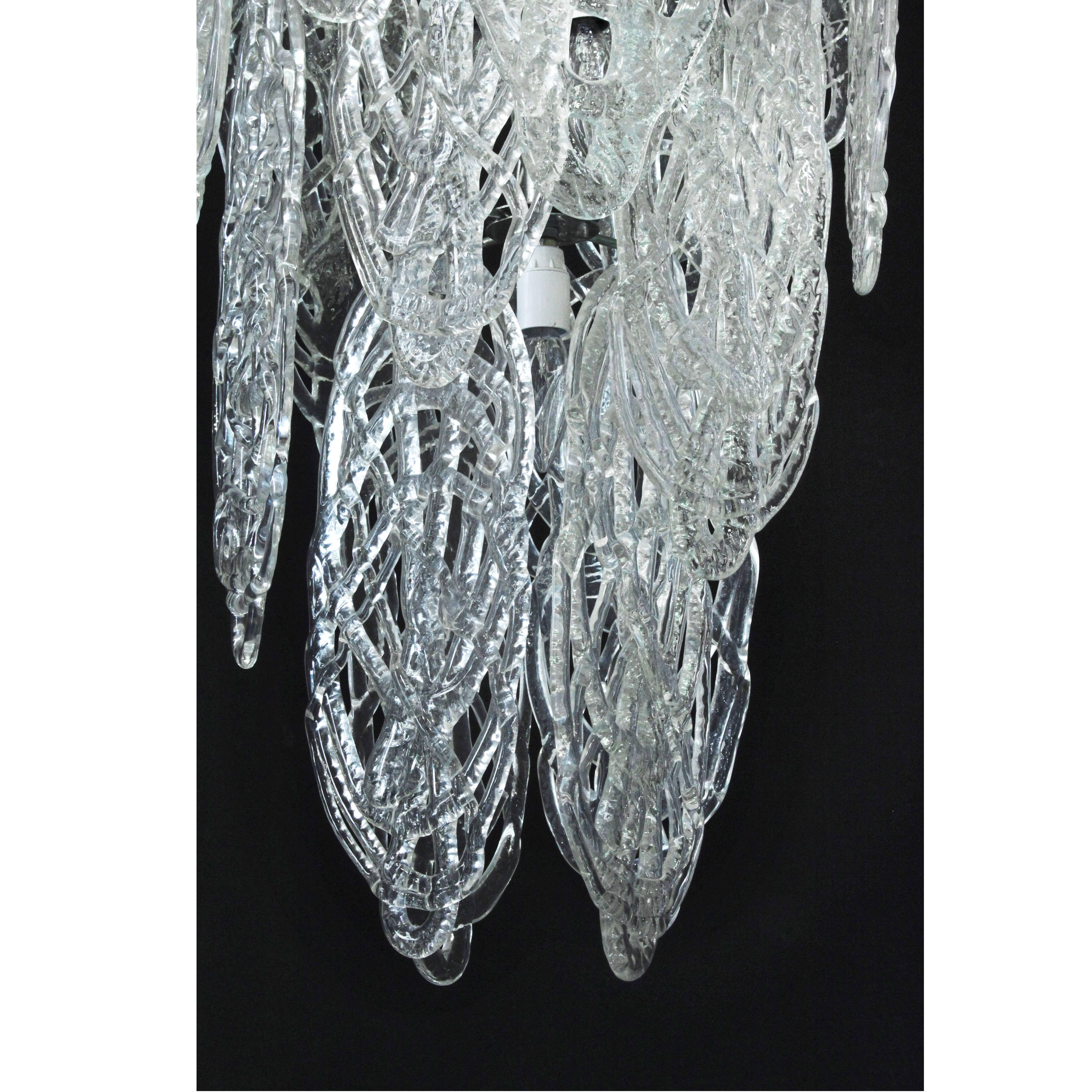 Mid-Century Modern Mazzega Chandelier with Drizzled Glass, 1970s