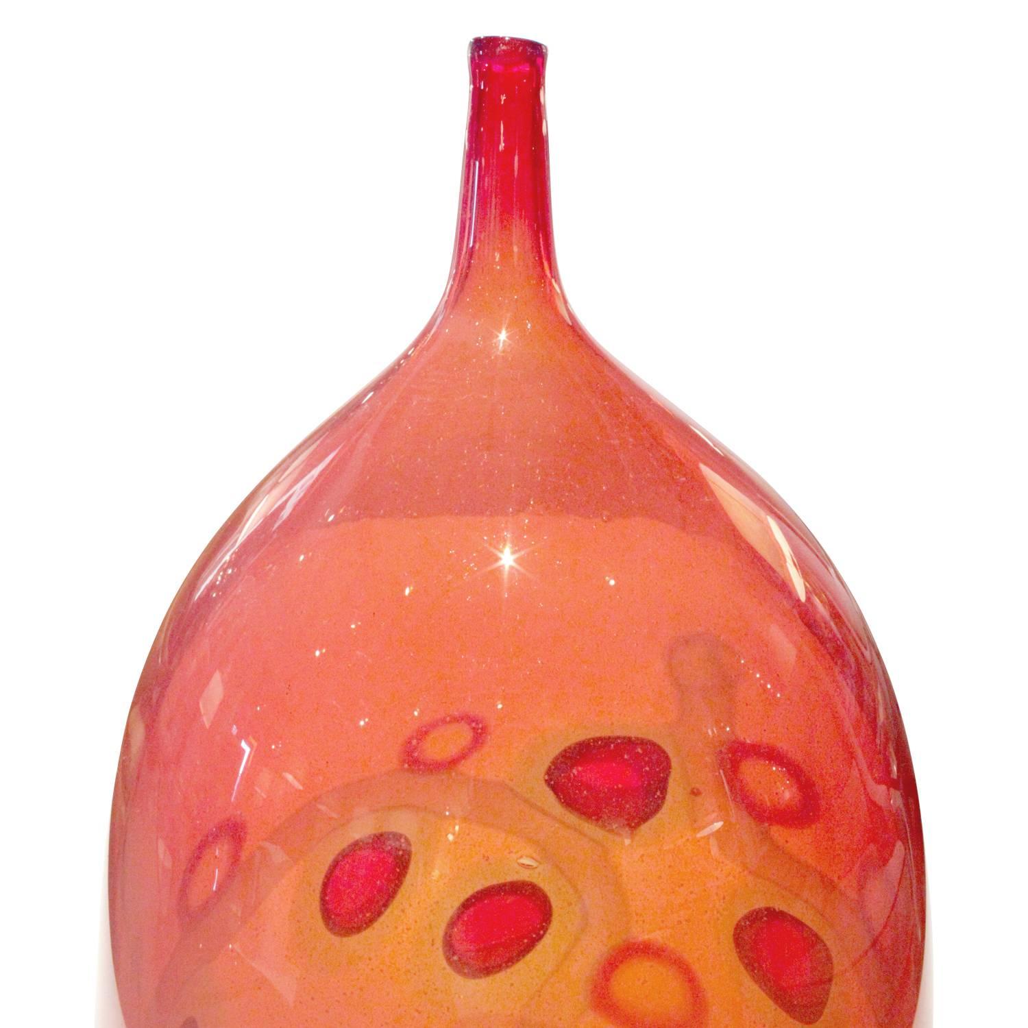 Modern Anzolo Fuga Exceptional Handblown Glass Vase with Applied Murrhines 1960s