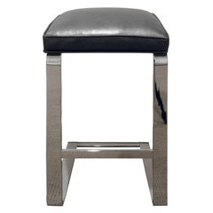 Milo Baughman Pair of Cantilevered Chrome Bar Stools, 1970s