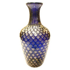 Giulio Radi "Reazioni Policrome" Vase in Blue Glass with Silver Foil, 1950-1952