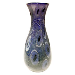 Giulio Radi "Reazioni Policrome" Vase in Blue Glass with Large Murrhines