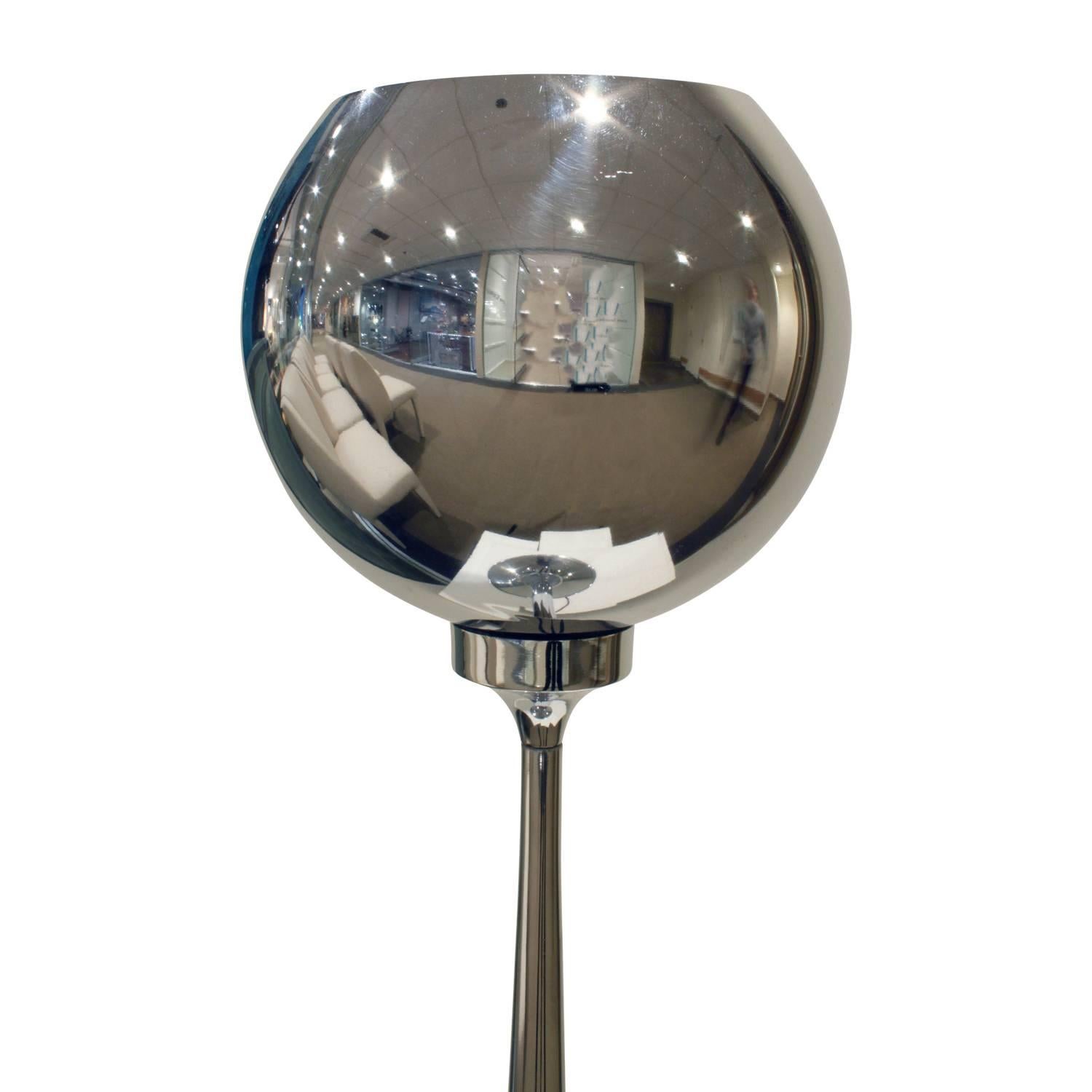 Hand-Crafted Pair of Chrome Table Lamps with Magnetized Spheres, 1960s For Sale
