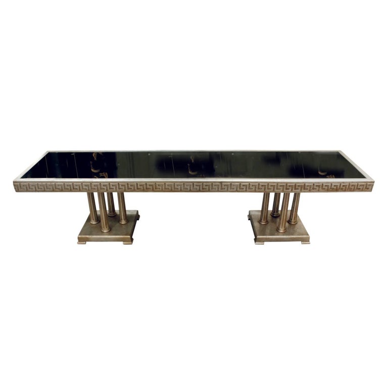 James Mont Large Coffee Table in White Gold Leaf, 1950s For Sale at 1stDibs