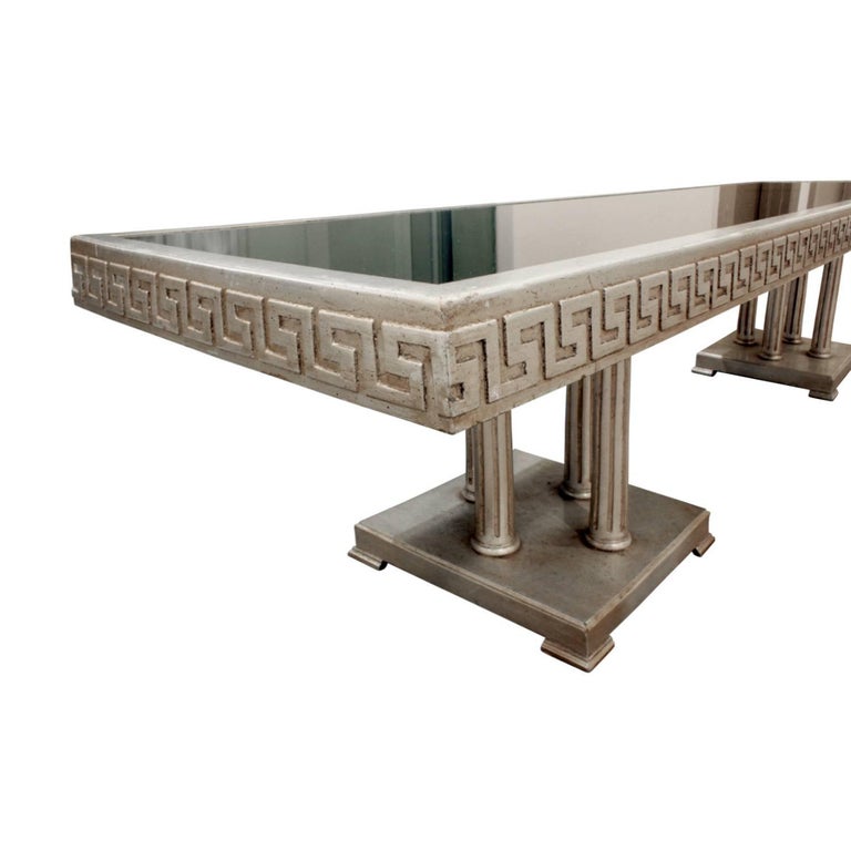 James Mont Large Coffee Table in White Gold Leaf, 1950s For Sale at 1stDibs