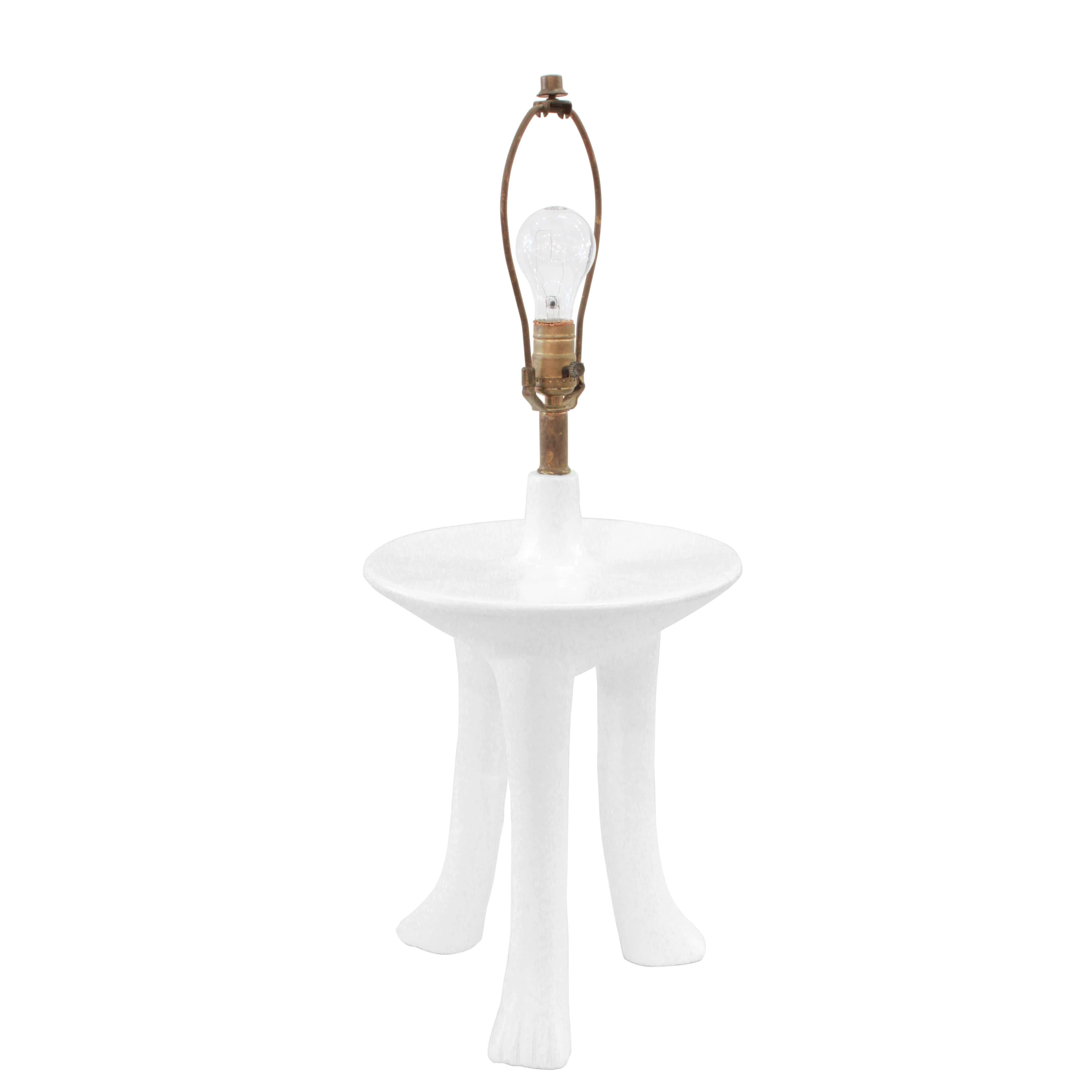 Mid-Century Modern John Dickinson Rare Pair of Three-Legged Plaster Table Lamps, circa 1980