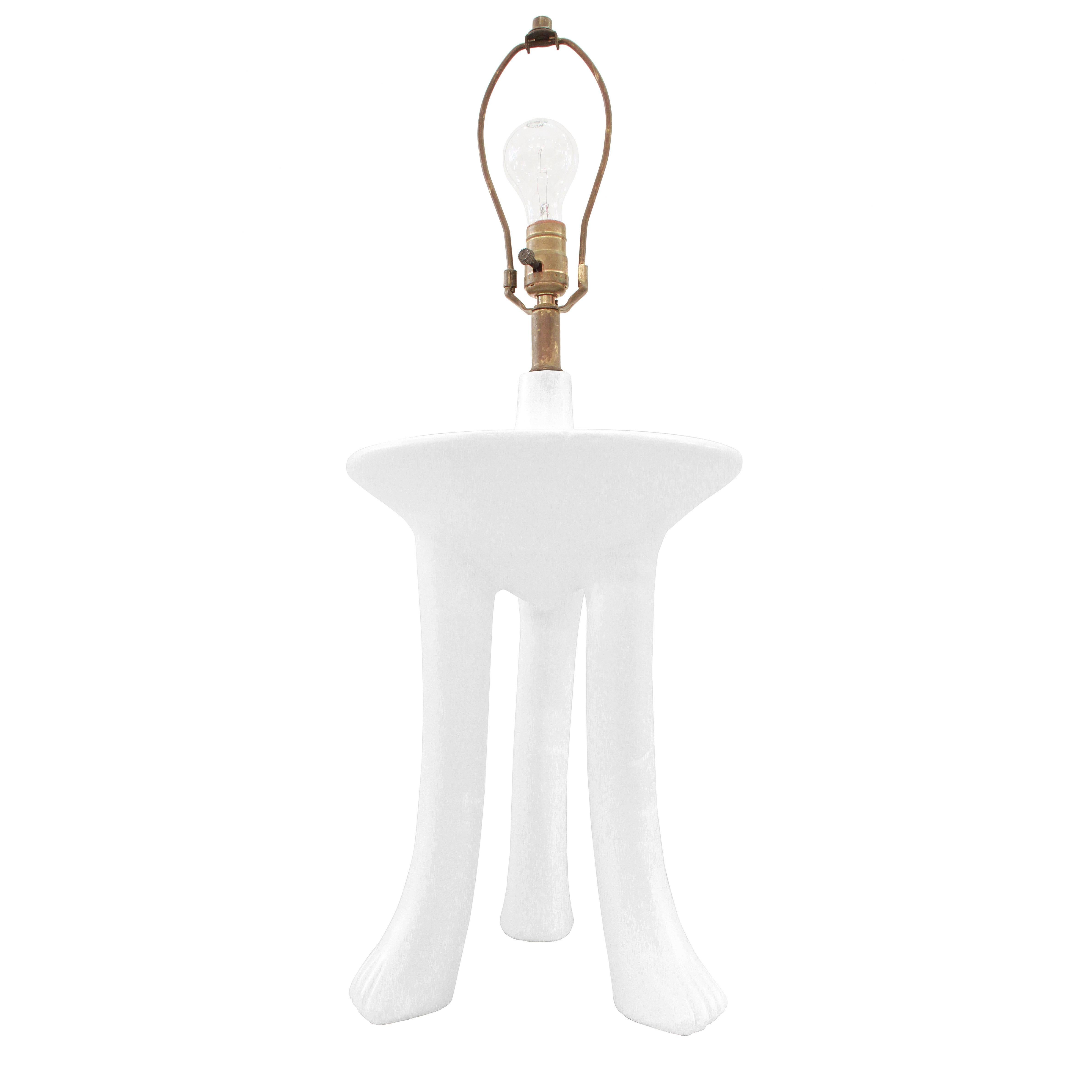 American John Dickinson Rare Pair of Three-Legged Plaster Table Lamps, circa 1980