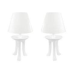 John Dickinson Rare Pair of Three-Legged Plaster Table Lamps, circa 1980