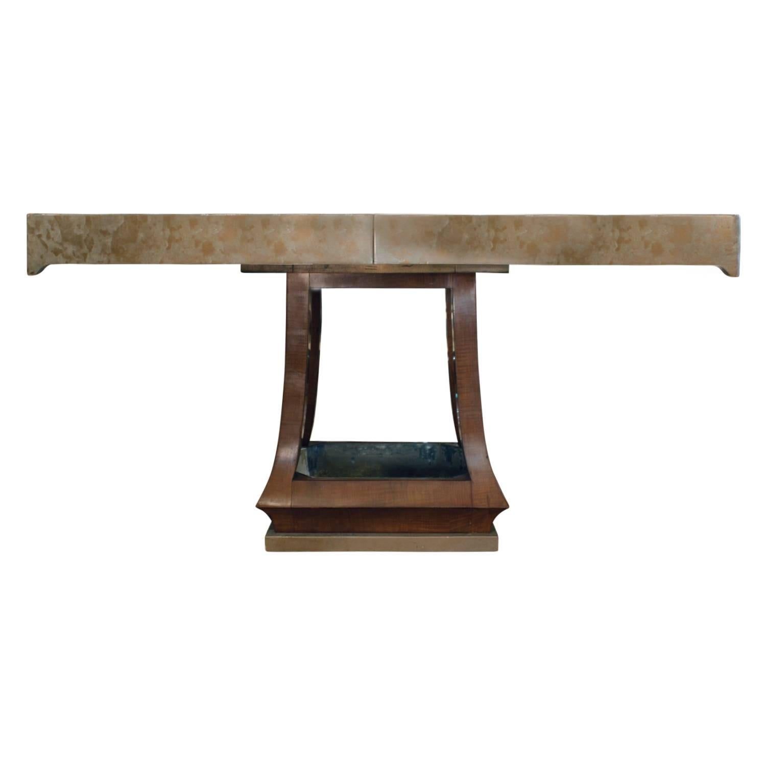 Hand-Crafted James Mont Asian Style Dining Table with Custom Oil Lacquer Finish, 1940s