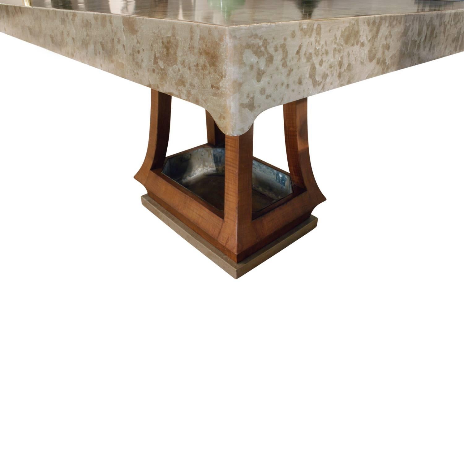James Mont Asian Style Dining Table with Custom Oil Lacquer Finish, 1940s In Excellent Condition In New York, NY